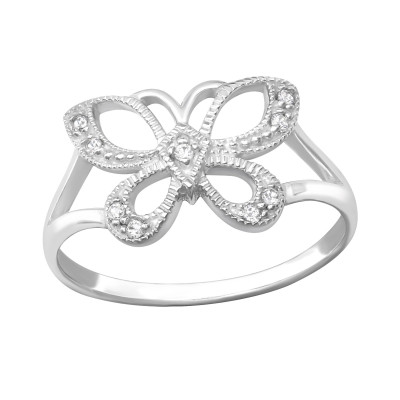 Butterfly Sterling Silver Ring with Cubic Zirconia