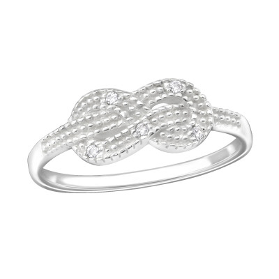 Silver Knot Ring with Cubic Zirconia