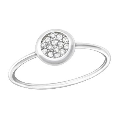 Silver Round Ring with Cubic Zirconia