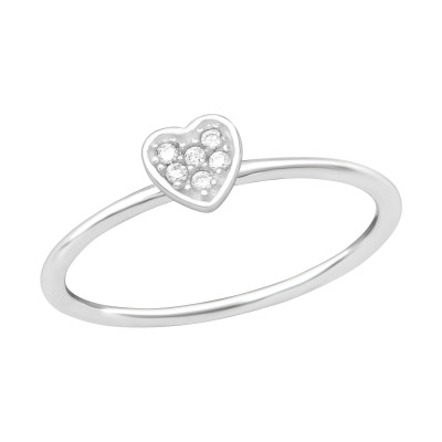 Heart Sterling Silver Ring with Cubic Zirconia