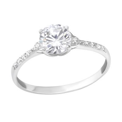 Silver Solitaire Ring with Cubic Zirconia