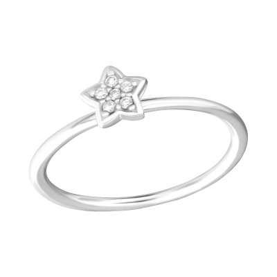 Silver Star Ring with Cubic Zirconia