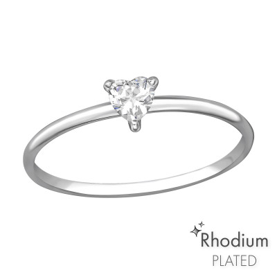 Silver Heart Ring with Cubic Zirconia