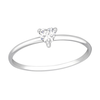 Silver Heart Ring with Cubic Zirconia