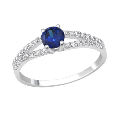 Round Sterling Silver Ring with Cubic Zirconia