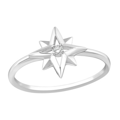 Silver Star Ring with Cubic Zirconia