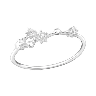 Silver June-Cancer Constellation Ring with Cubic Zirconia