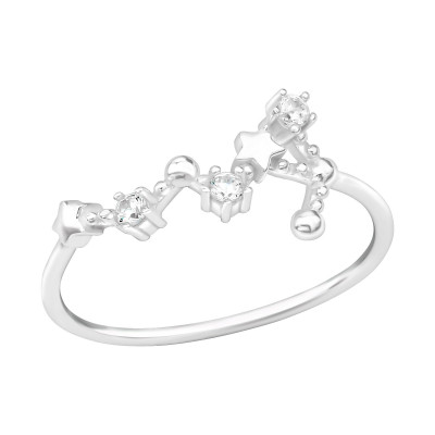 Silver August-Virgo Ring with Cubic Zirconia