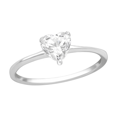 Silver Heart Ring with Cubic Zirconia