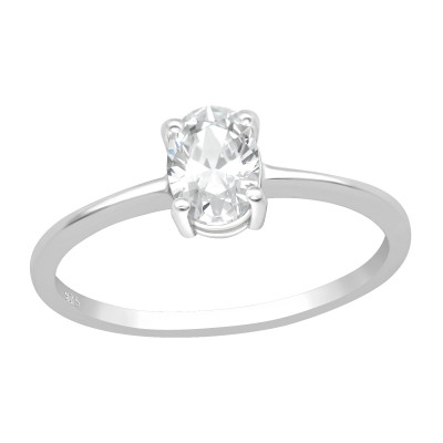 Silver Solitaire Ring with Cubic Zirconia