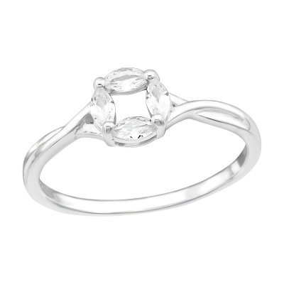 Silver Round Ring with Cubic Zirconia