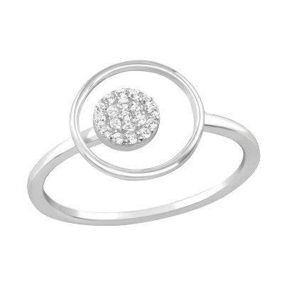 Silver Round Ring with Cubic Zirconia