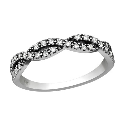 Silver Intertwining Ring with Cubic Zirconia