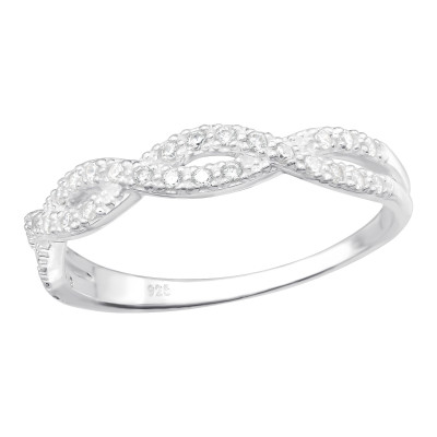 Silver Intertwining Ring with Cubic Zirconia