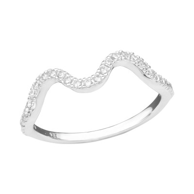 Silver Wave Ring with Cubic Zirconia