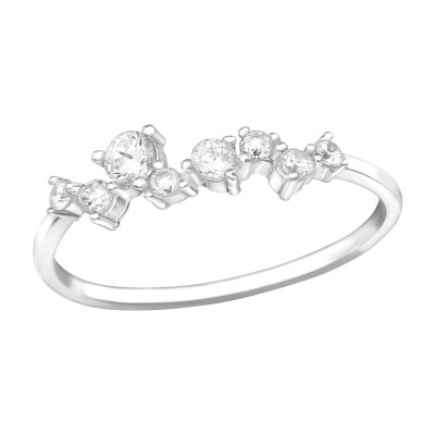 Silver Abstract Ring with Cubic Zirconia