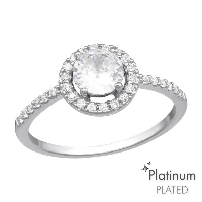 Silver Solitaire Ring with Cubic Zirconia