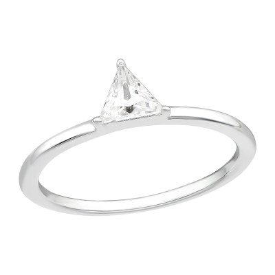 Silver Triangle Ring with Cubic Zirconia