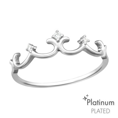 Silver Crown Ring with Cubic Zirconia