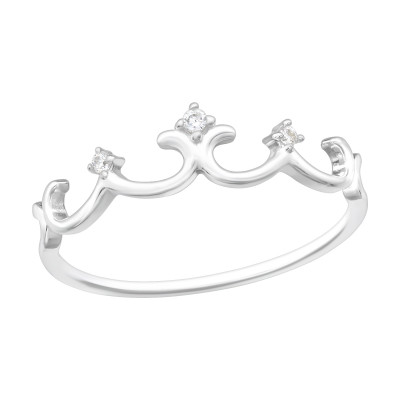 Silver Crown Ring with Cubic Zirconia