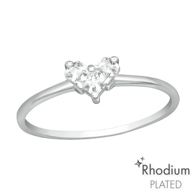 Silver Heart Ring with Cubic Zirconia