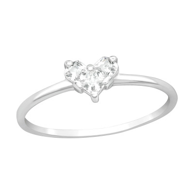 Silver Heart Ring with Cubic Zirconia