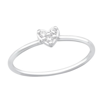 Silver Heart Ring with Cubic Zirconia