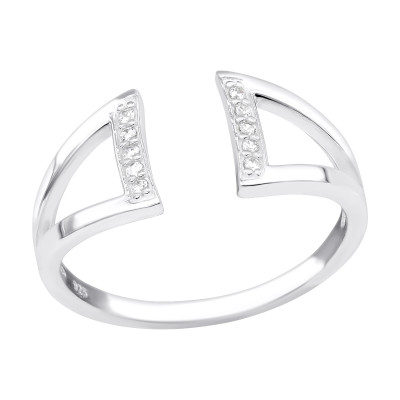 Silver Open Ring with Cubic Zirconia