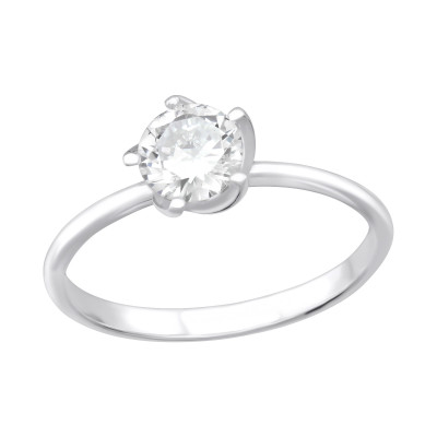 Silver Solitaire Ring with Cubic Zirconia