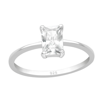 Silver Square Ring with Cubic Zirconia