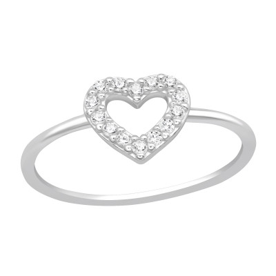 Silver Heart Ring with Cubic Zirconia