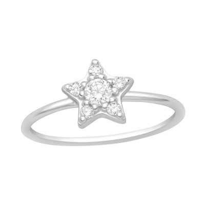 Silver Star Ring with Cubic Zirconia