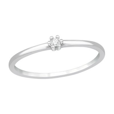 Silver Round Ring with Cubic Zirconia