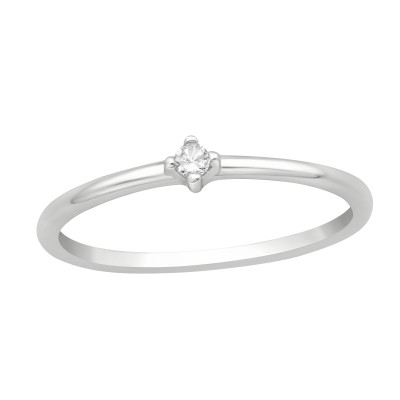 Silver Solitaire Ring with Cubic Zirconia