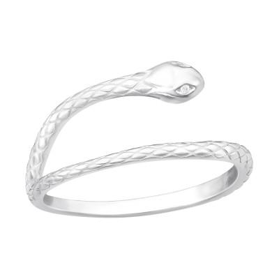 Silver Snake Ring with Cubic Zirconia