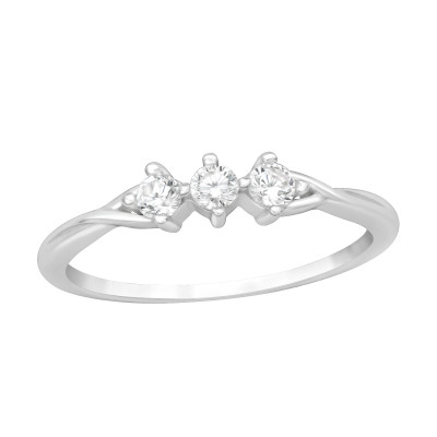 Silver Three Stone Ring with Cubic Zirconia