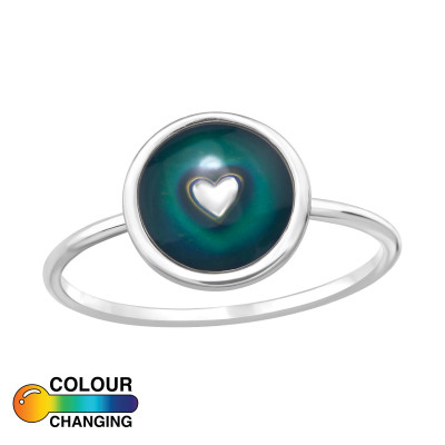 Heart Sterling Silver Ring with Mood Epoxy