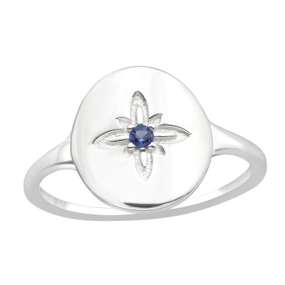 Silver Northern Star Ring with Cubic Zirconia