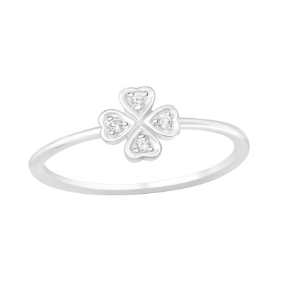 Silver Lucky Ring with Cubic Zirconia