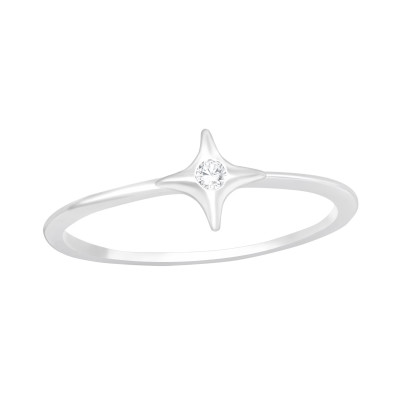 Silver Northern Star Ring with Cubic Zirconia