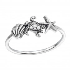 Silver Beach Ring with Cubic Zirconia