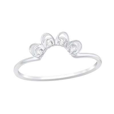 Silver Crown Ring with Cubic Zirconia