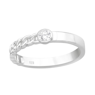 Silver Braid Ring with Cubic Zirconia