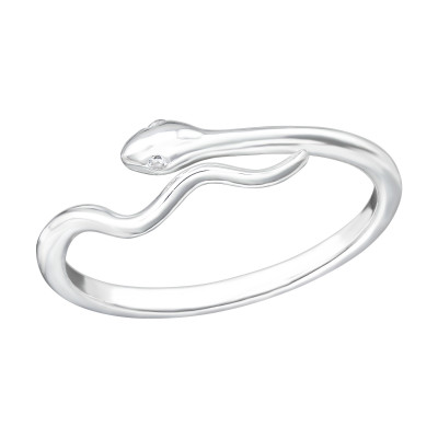 Silver Snake Ring with Cubic Zirconia