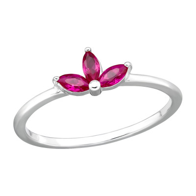 Silver Flower Ring with Cubic Zirconia