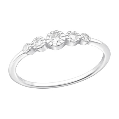 Sterling Silver Ring with Round Cubic Zirconia