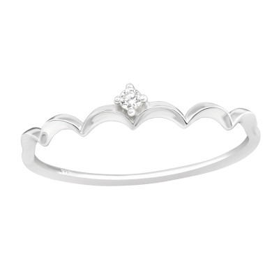 Silver Crown Ring with Cubic Zirconia