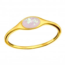 Silver Oval Ring with Imitation Opal