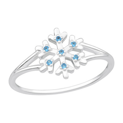 Snowflake Sterling Silver Ring with Cubic Zirconia