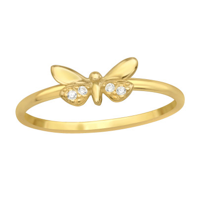 Silver Butterfly Ring with Cubic Zirconia